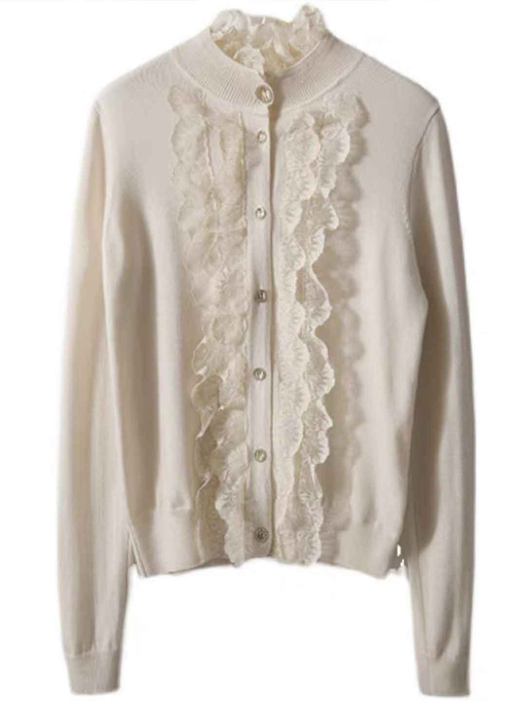 Khloe Retro Ruffle Collar Lace Knitted Cardigan